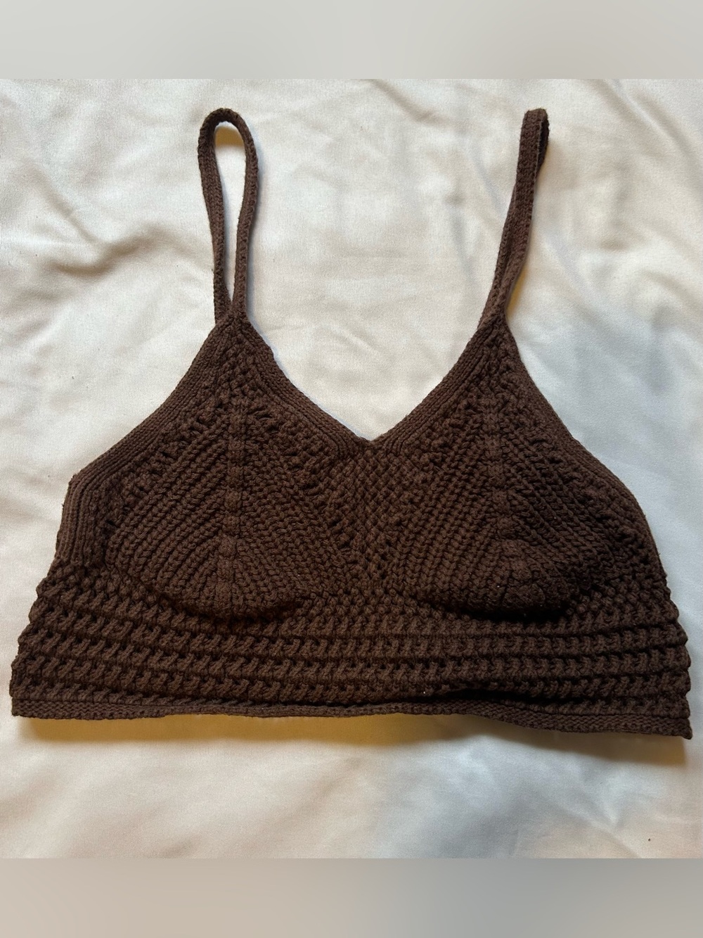 Streetwear Society Crochet Knit Bralette - Dark Brown